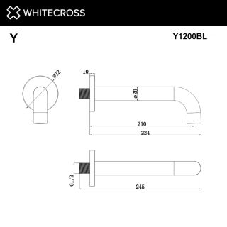 Излив настенный WHITECROSS Y1200BL чёрный матовый